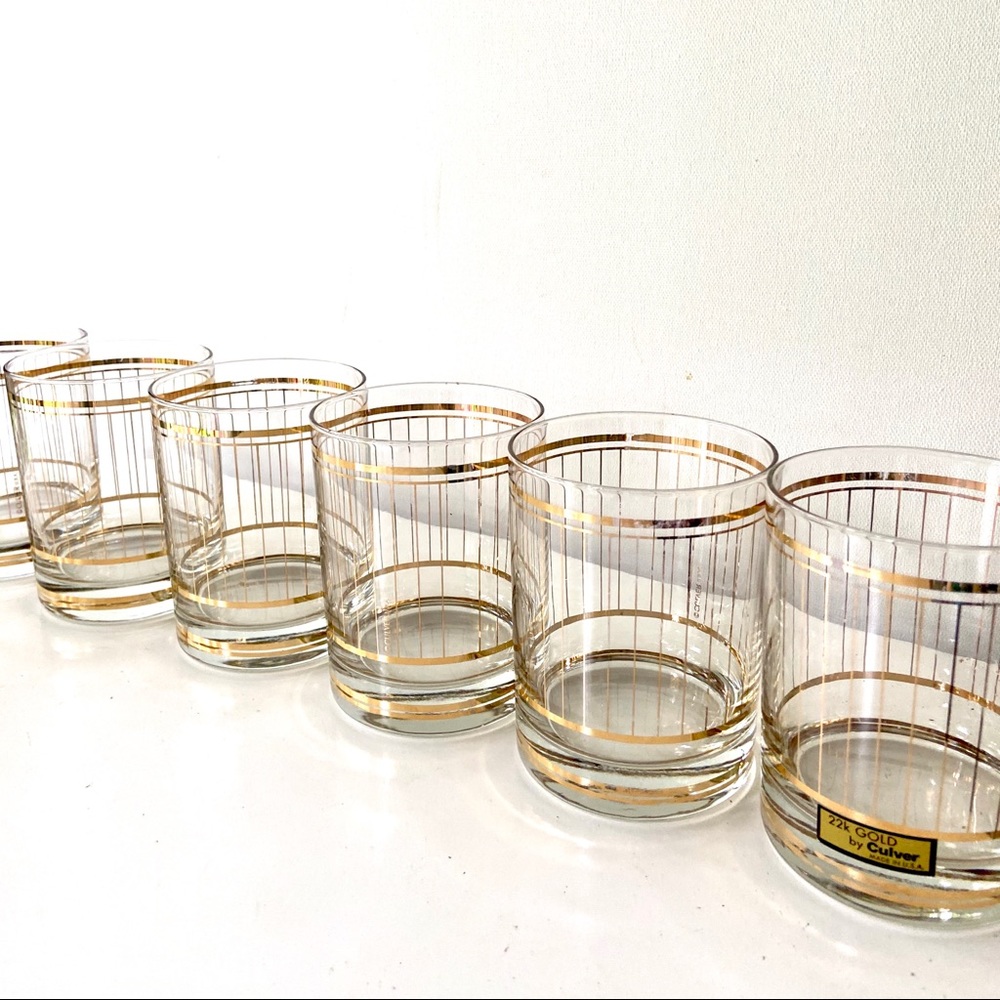 Vintage Culver 22K Gold Set MCM Drinking Glasses